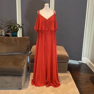 Women’s Full Length Chiffon Dress with Side Zip and Draped Sleeves Size XL NWT